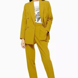 TOPSHOP Chartreuse Double Breasted Blazer (US 0) & Pants (US 2)